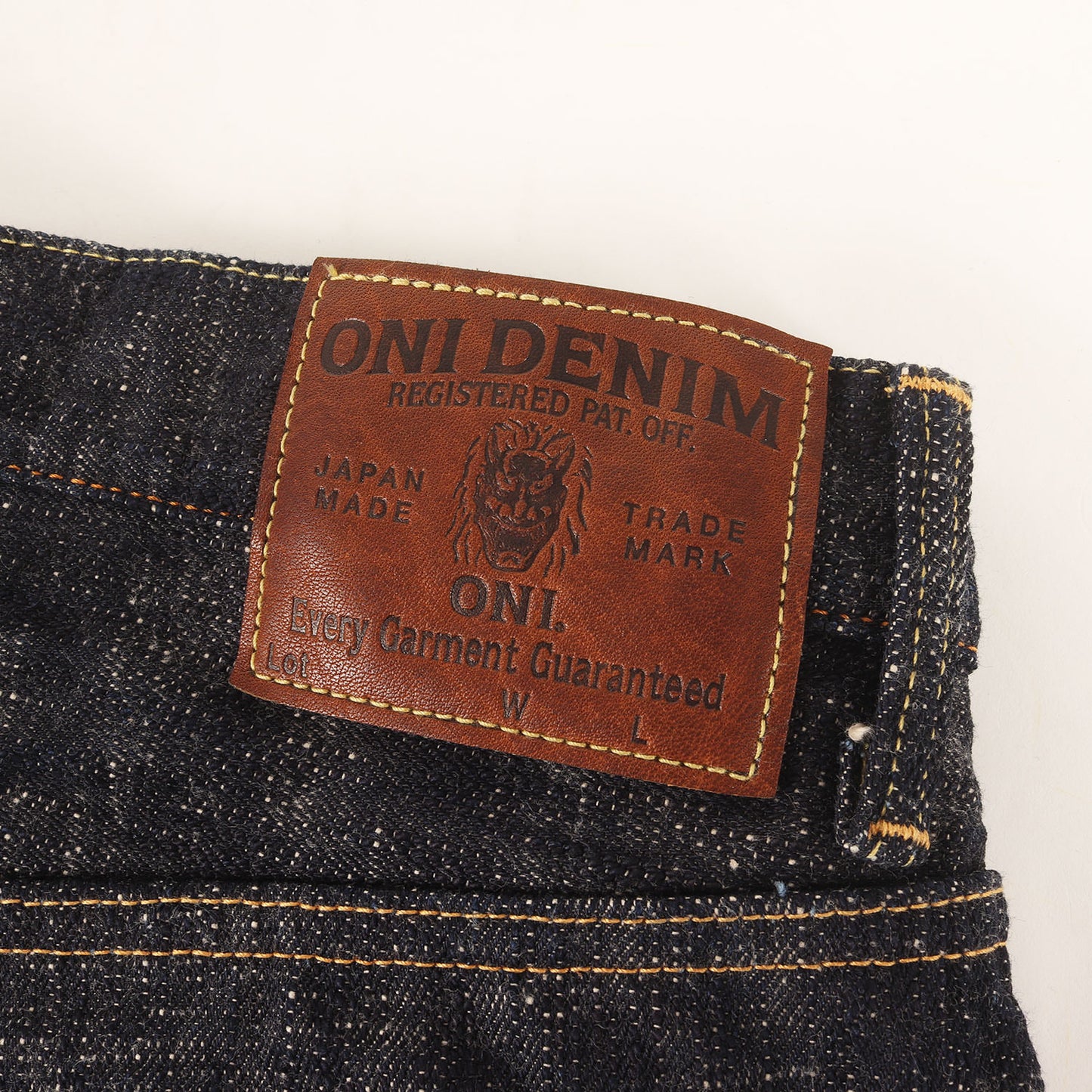 冬季限定 雪さらし加工 17oz 鬼絣 ジャストライト ストレート デニムパンツ (ONI270-Kasuri)