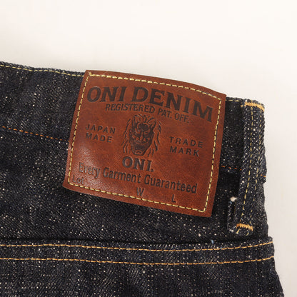冬季限定 雪さらし加工 17oz 鬼絣 ジャストライト ストレート デニムパンツ (ONI270-Kasuri)