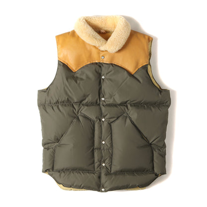 [人気モデル] 襟ムートン クリスティー レザーヨーク ダウンベスト (Christy Vest)