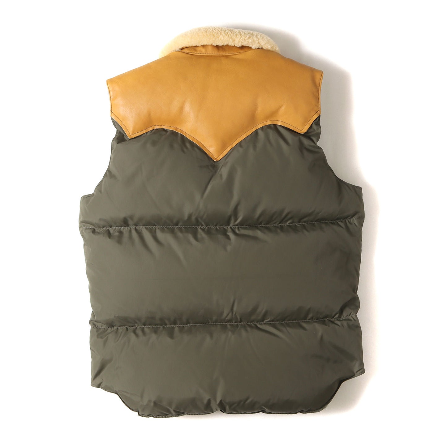 [人気モデル] 襟ムートン クリスティー レザーヨーク ダウンベスト (Christy Vest)