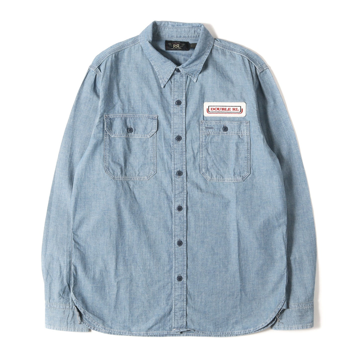 [近年モデル] チェーン刺繍 シャンブレー ワーク ボタンシャツ (Embroidered Indigo Chambray Work Shirt)