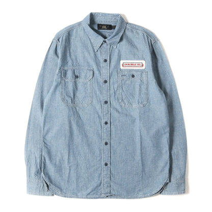 [近年モデル] チェーン刺繍 シャンブレー ワーク ボタンシャツ (Embroidered Indigo Chambray Work Shirt)