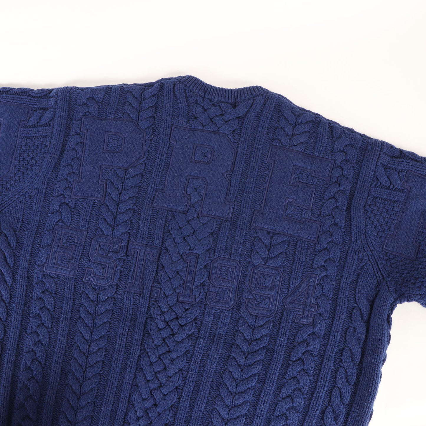23AW ビッグロゴ ケーブル編み ウールニット セーター(Appliqu Cable Knit Sweater)