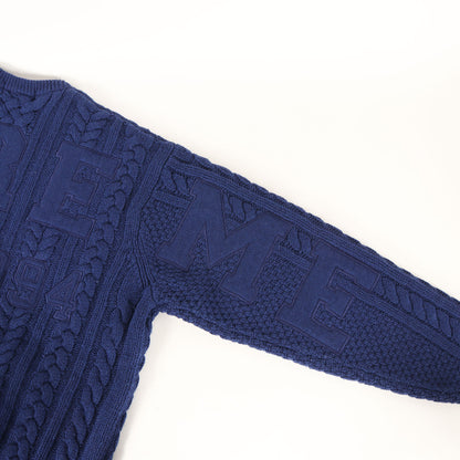 23AW ビッグロゴ ケーブル編み ウールニット セーター(Appliqu Cable Knit Sweater)