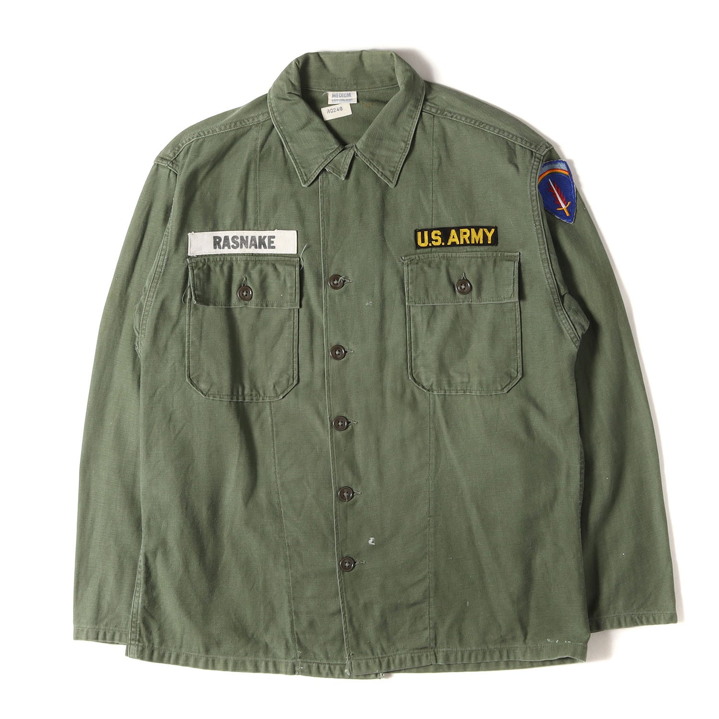 [筒袖タイプ] 60s 米軍実物 1st 後期 コットンサテン ユーティリティ シャツ