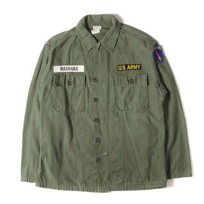 [筒袖タイプ] 60s 米軍実物 1st 後期 コットンサテン ユーティリティ シャツ