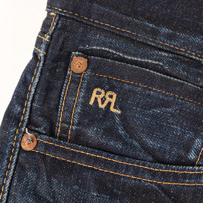 [日本産 USA製] ヴィンテージ加工 スリム デニムパンツ (JAPAN WOVEN SELVEDGE DENIM SLIM NARROW CALDWELL)