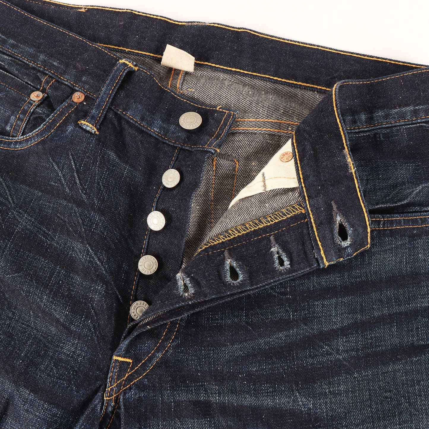 [日本産 USA製] ヴィンテージ加工 スリム デニムパンツ (JAPAN WOVEN SELVEDGE DENIM SLIM NARROW CALDWELL)