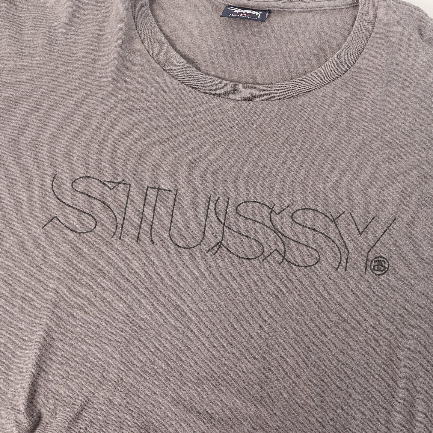 90s OLD STUSSY 紺タグ ラインロゴ Tシャツ(USA製)