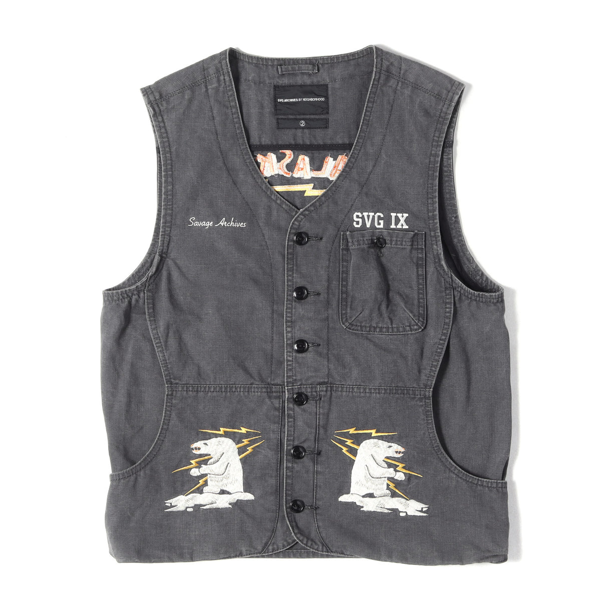 00s SVG シロクマ刺繍 コットンキャンバス ベスト(LIGHTNING BEAR / C-VEST)