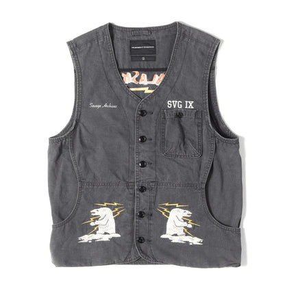 00s SVG シロクマ刺繍 コットンキャンバス ベスト(LIGHTNING BEAR / C-VEST)