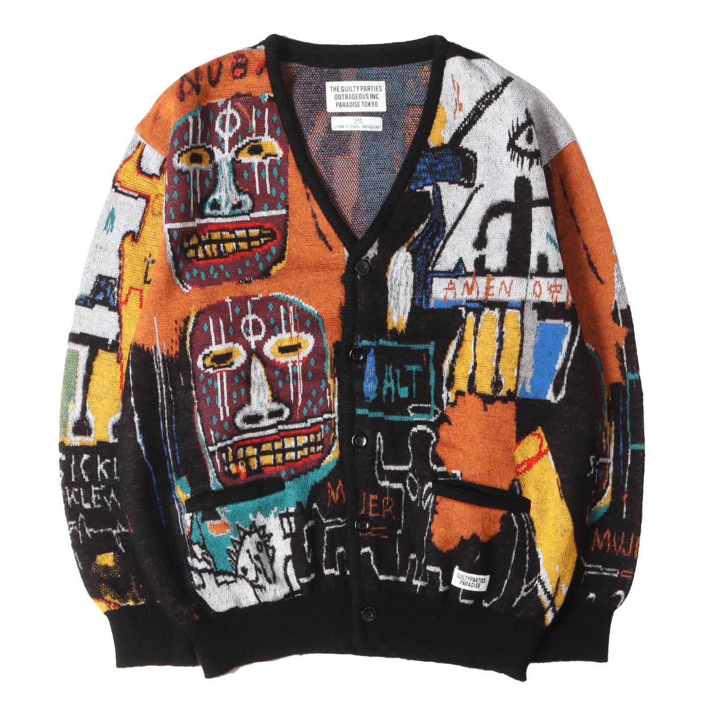 22AW ×JEAN-MICHEL BASQUIAT 総柄デザイン モヘヤニット カーディガン(CARDIGAN)
