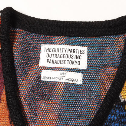22AW ×JEAN-MICHEL BASQUIAT 総柄デザイン モヘヤニット カーディガン(CARDIGAN)