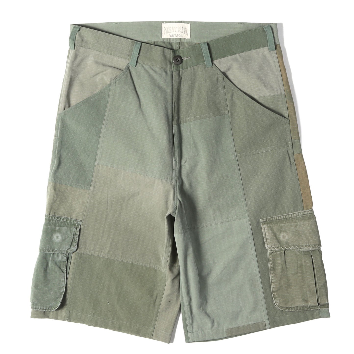 ヴィンテージ 再構築 パッチワーク カーゴショーツ (US ARMY JUNGLE FATIGUE FABRIC PATCHWORK CARGO SHORTS)