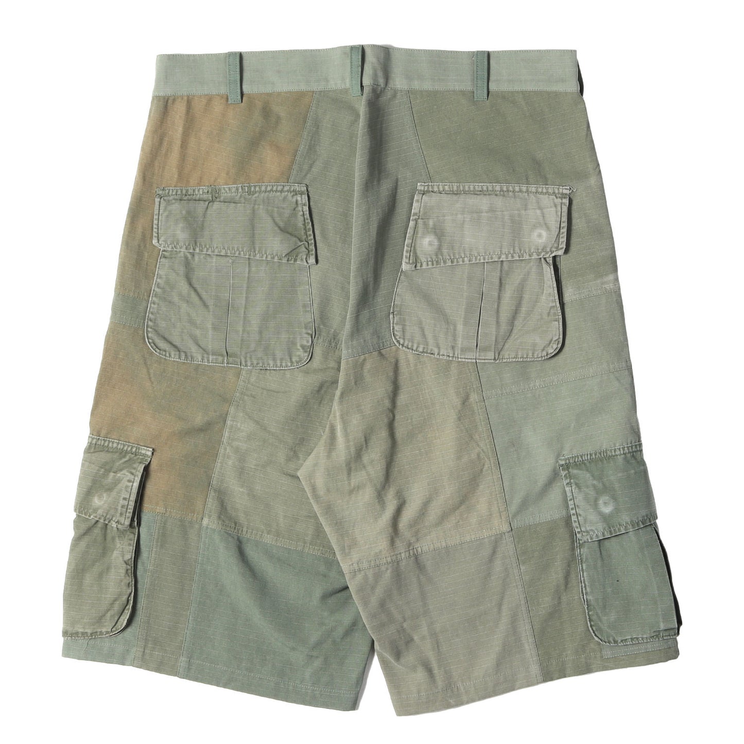 ヴィンテージ 再構築 パッチワーク カーゴショーツ (US ARMY JUNGLE FATIGUE FABRIC PATCHWORK CARGO SHORTS)