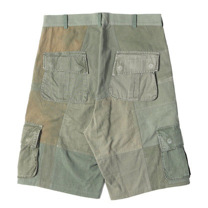 ヴィンテージ 再構築 パッチワーク カーゴショーツ (US ARMY JUNGLE FATIGUE FABRIC PATCHWORK CARGO SHORTS)