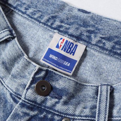 24AW ×NBA ケミカルウォッシュ ルーズ デニムショーツ(CHAMPIONS Denim Short)