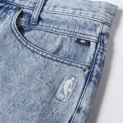 24AW ×NBA ケミカルウォッシュ ルーズ デニムショーツ(CHAMPIONS Denim Short)