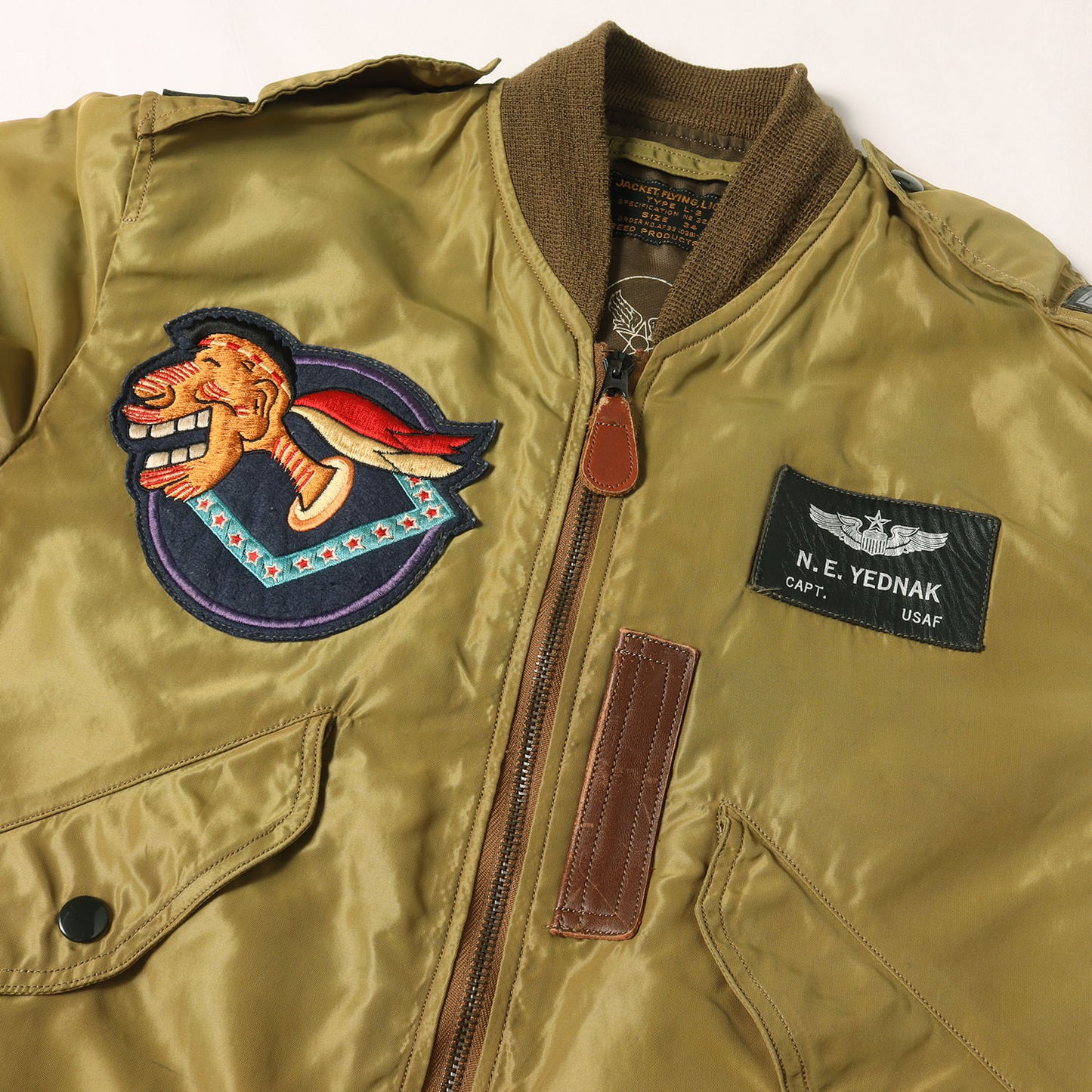[希少 M品番] 90s REED PRODUCTS実名復刻 L-2 純正パッチカスタム フライトジャケット