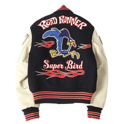 [希少サイズ] ×Looney Tunes ロードランナー フルデコス 袖レザー スタジャン (SUPER BIRD)