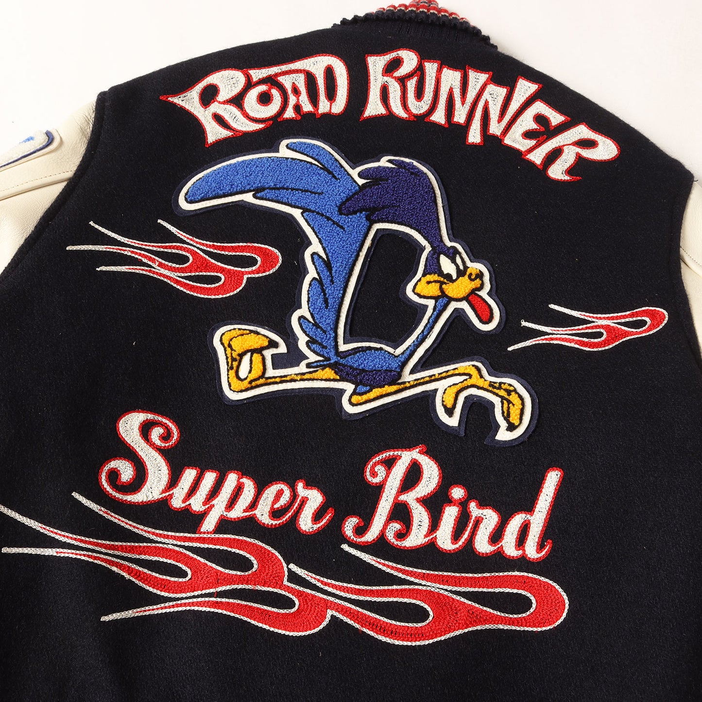 [希少サイズ] ×Looney Tunes ロードランナー フルデコス 袖レザー スタジャン (SUPER BIRD)