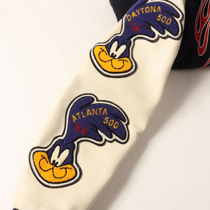 [希少サイズ] ×Looney Tunes ロードランナー フルデコス 袖レザー スタジャン (SUPER BIRD)