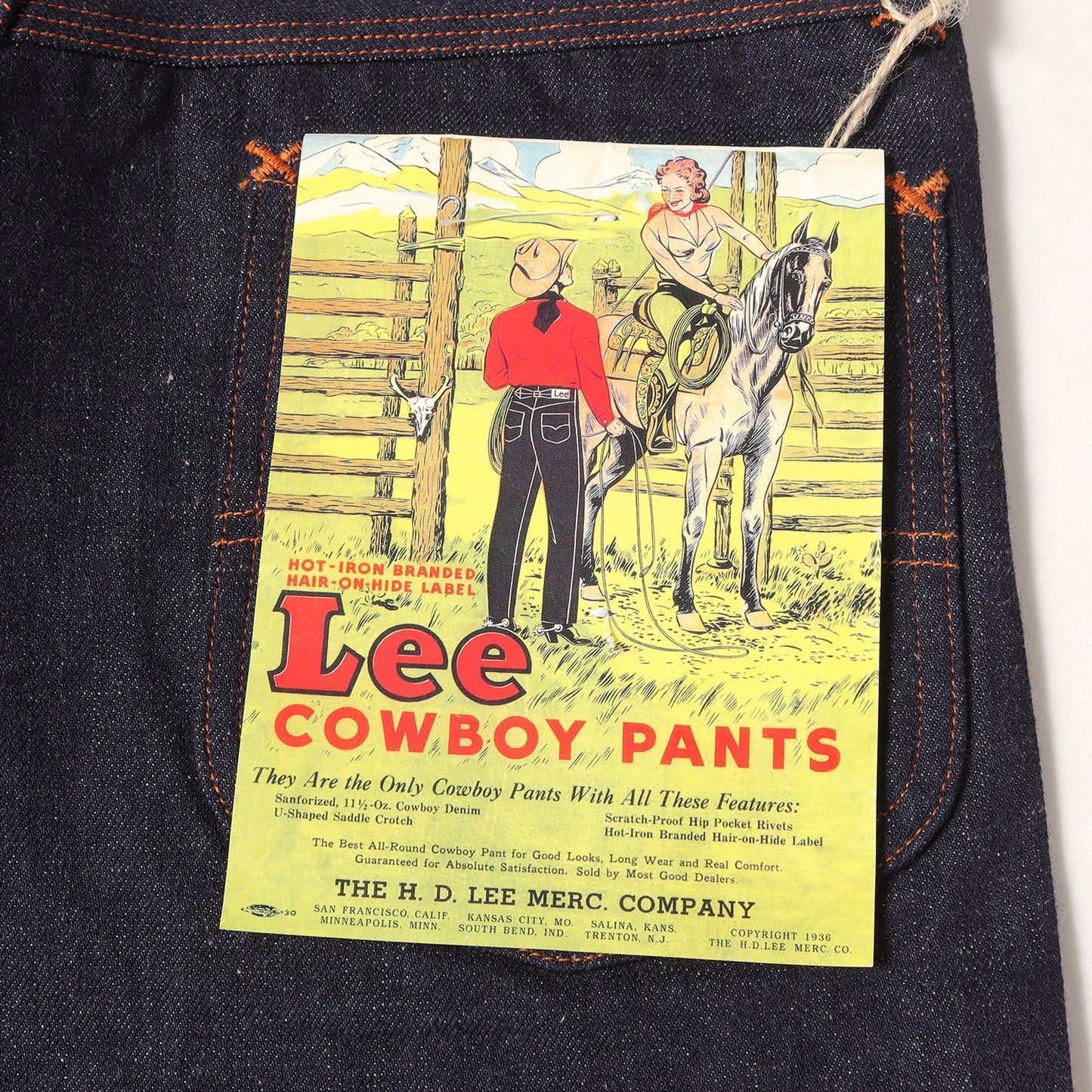 [希少 新品未使用] ×Lee 1936年復刻 トリプルネーム 101 カウボーイ デニムパンツ
