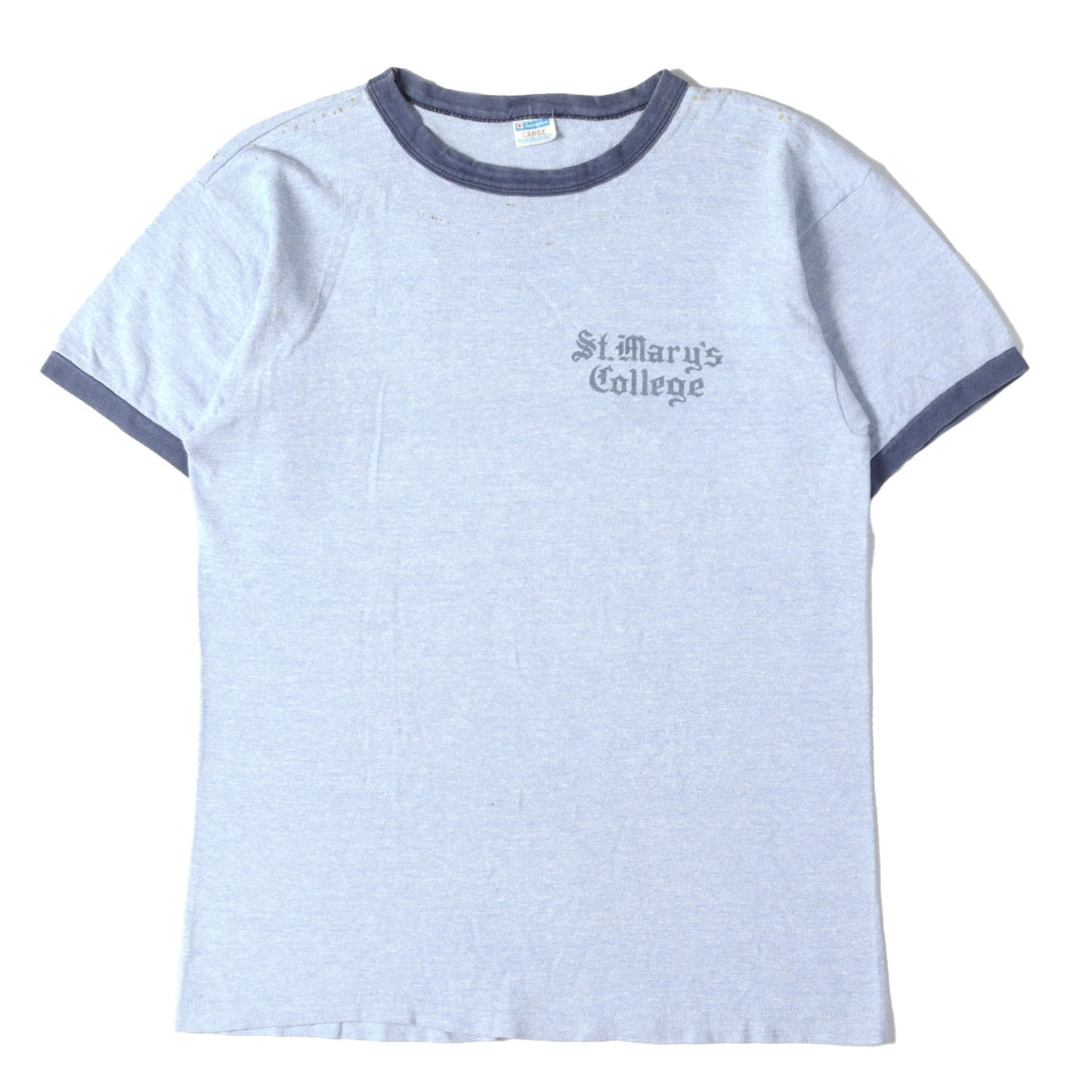 [希少 バータグ] 70s セントメアリーズ大学 カレッジ 染み込みプリント リンガー Tシャツ USA製