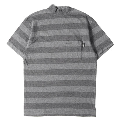 80s OLD STUSSY 黒タグ モックネック ボーダー ポケット Tシャツ(USA製)