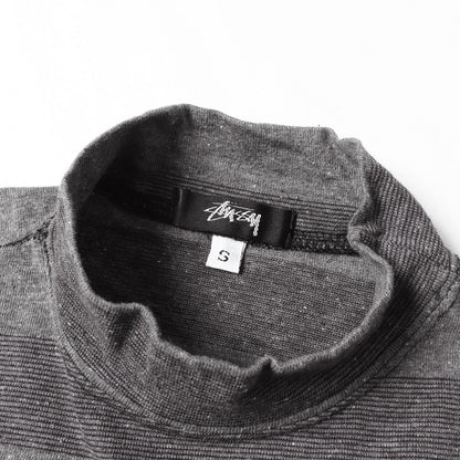 80s OLD STUSSY 黒タグ モックネック ボーダー ポケット Tシャツ(USA製)