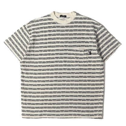 80s OLD STUSSY 黒タグ ジャガード 柄ボーダー ポケット Tシャツ(USA製 / デッドストック)