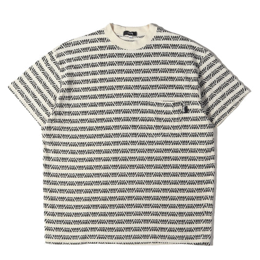 80s OLD STUSSY 黒タグ ジャガード 柄ボーダー ポケット Tシャツ(USA製 / デッドストック)
