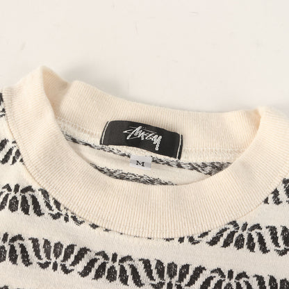 80s OLD STUSSY 黒タグ ジャガード 柄ボーダー ポケット Tシャツ(USA製 / デッドストック)