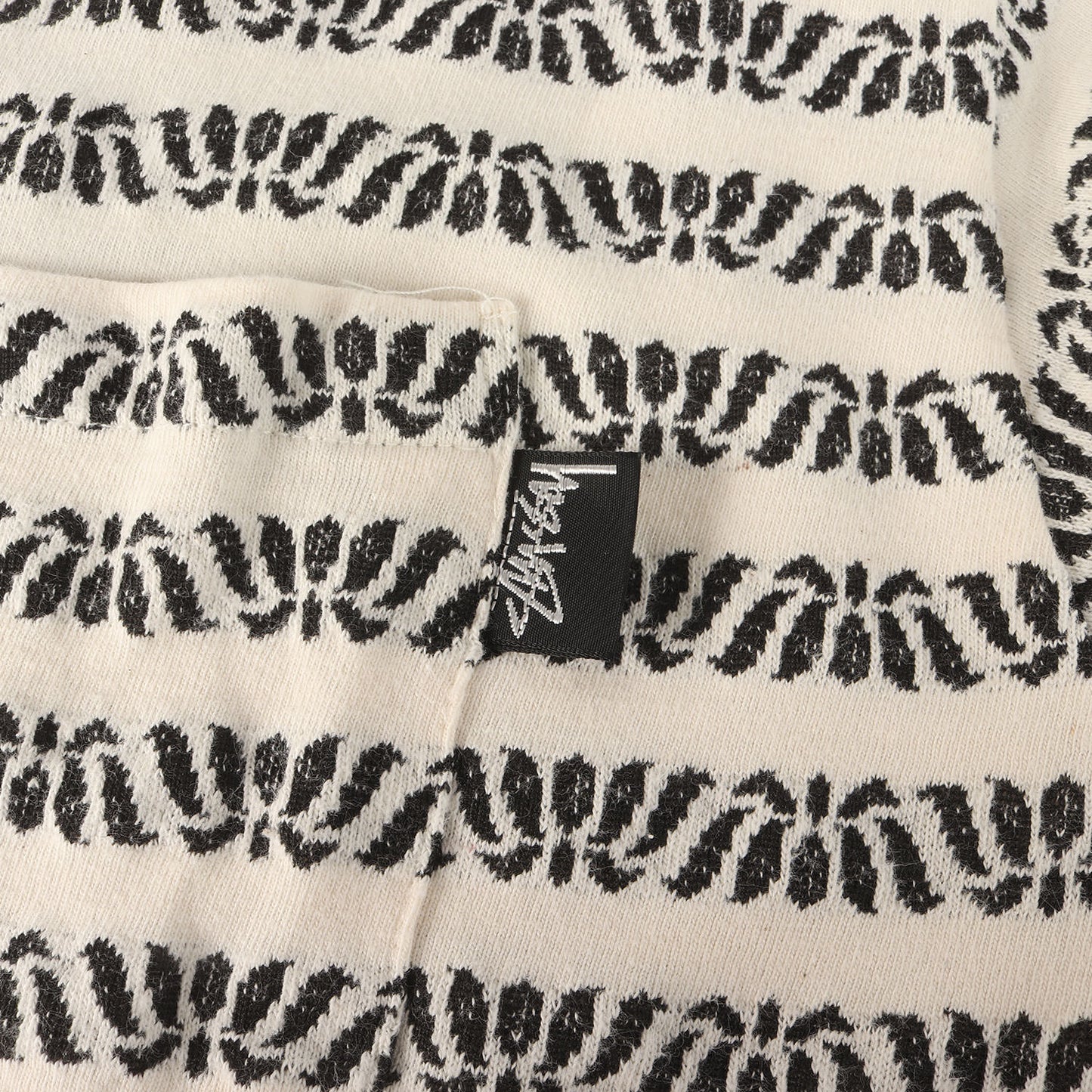 80s OLD STUSSY 黒タグ ジャガード 柄ボーダー ポケット Tシャツ(USA製 / デッドストック)