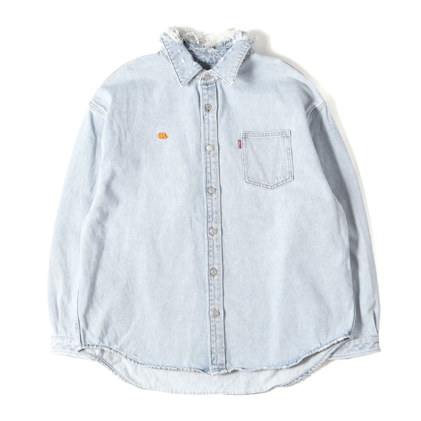 23AW ×Levi's ダメージ加工 オーバーサイズ デニムシャツ(Overshirt)