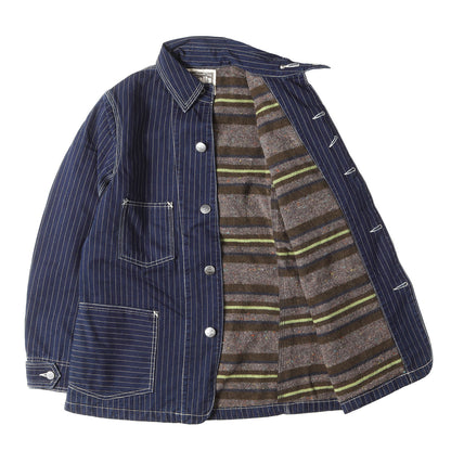 ウォバッシュストライプ ブランケット付き カバーオール (IRONALLS WABASH ST BLANKET JACKET)