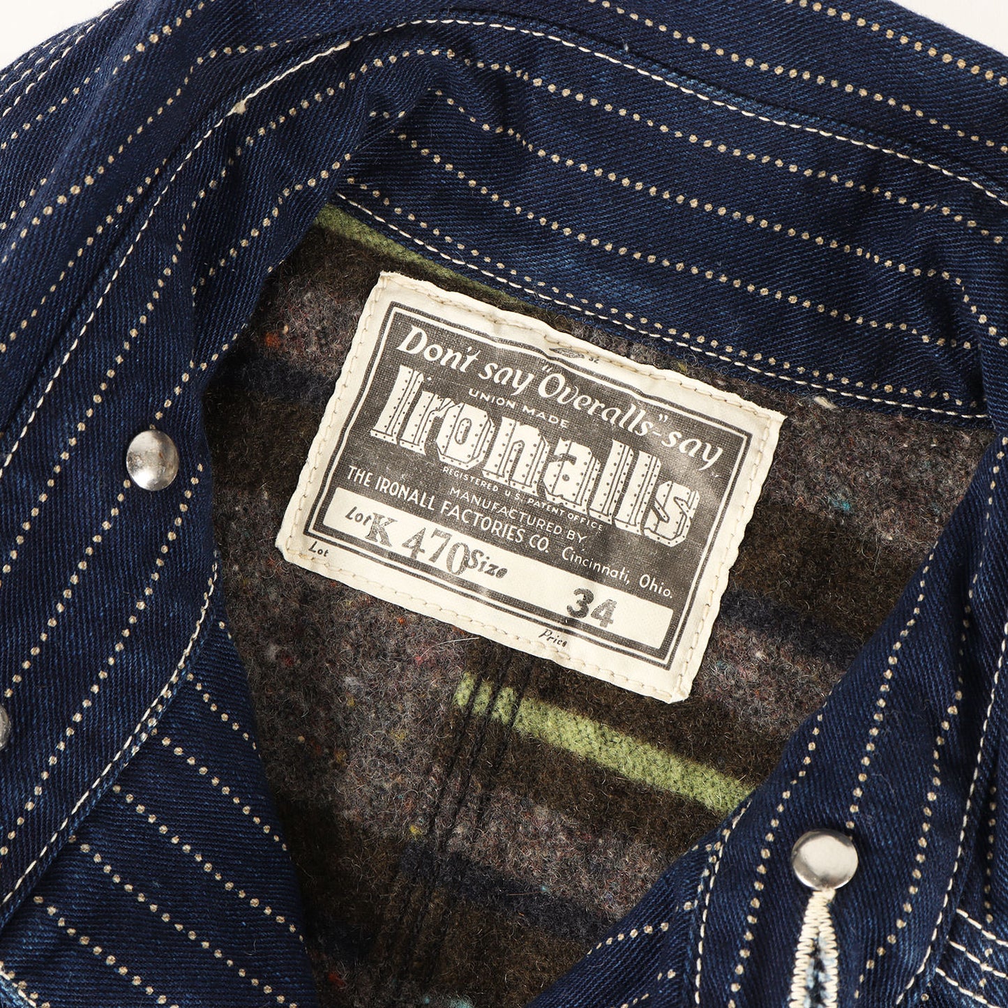 ウォバッシュストライプ ブランケット付き カバーオール (IRONALLS WABASH ST BLANKET JACKET)