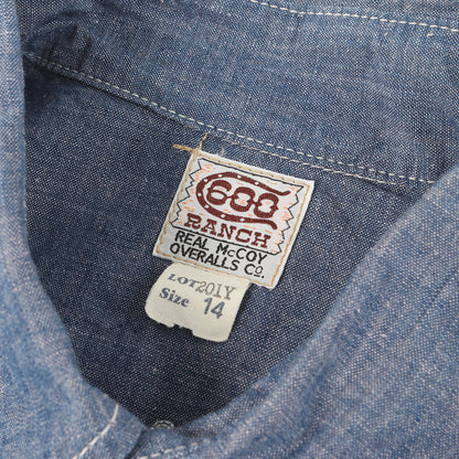 ロデオ刺繍 シャンブレー ウエスタン 半袖 ボタンシャツ 600 RANCH