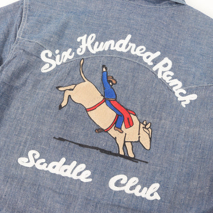 ロデオ刺繍 シャンブレー ウエスタン 半袖 ボタンシャツ 600 RANCH