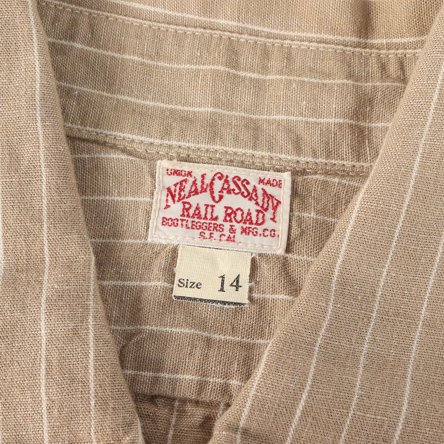 ニールキャサディ ストライプ リネン ワークシャツ (Neal Cassady Rail Road Shirt)
