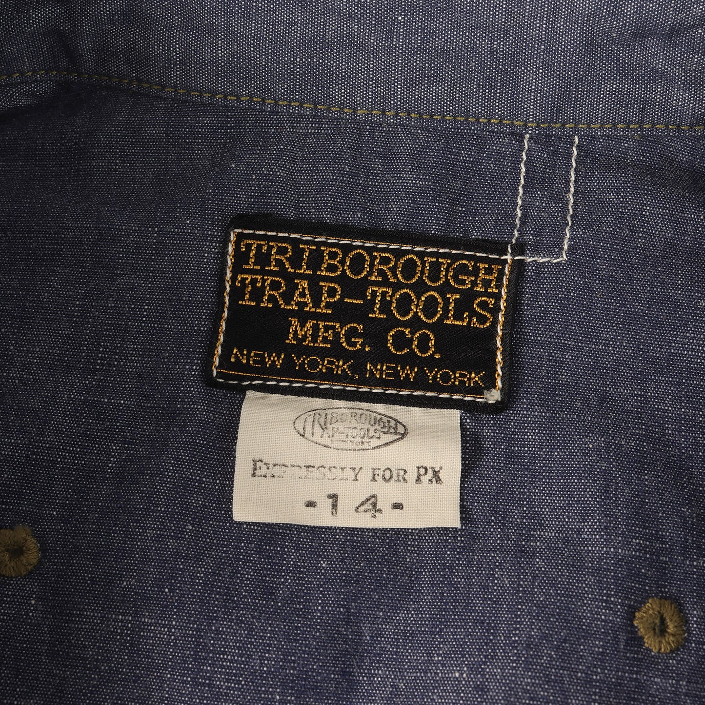ダブルショルダー シャンブレー ワークシャツ TRIBOROUGH TRAP-TOOLS MFG.CO.