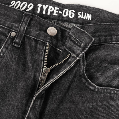 ヴィンテージ加工 スリムテーパード デニムパンツ