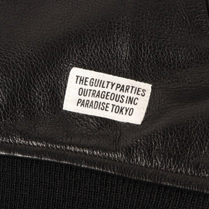 23AW オールレザー バーシティジャケット / スタジャン(LEATHER VARSITY JACKET)