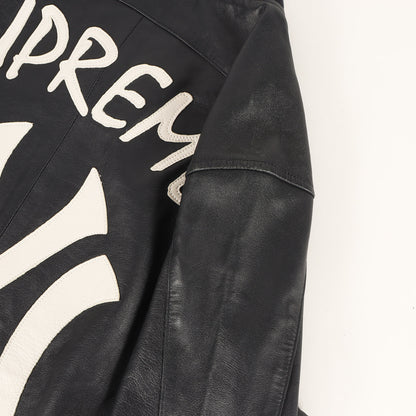 ×New York Yankees ×47 Brand ラムスキンレザー バーシティジャケット / スタジャン(Leather Varsity Jacket)