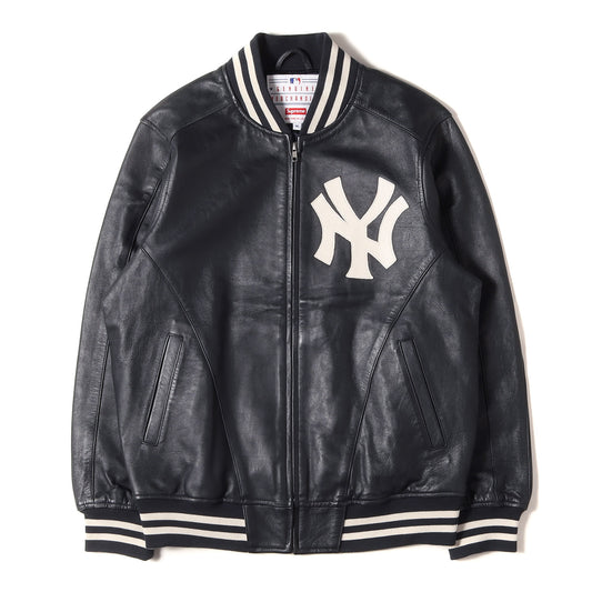 ×New York Yankees ×47 Brand ラムスキンレザー バーシティジャケット / スタジャン(Leather Varsity Jacket)