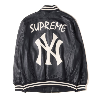 ×New York Yankees ×47 Brand ラムスキンレザー バーシティジャケット / スタジャン(Leather Varsity Jacket)