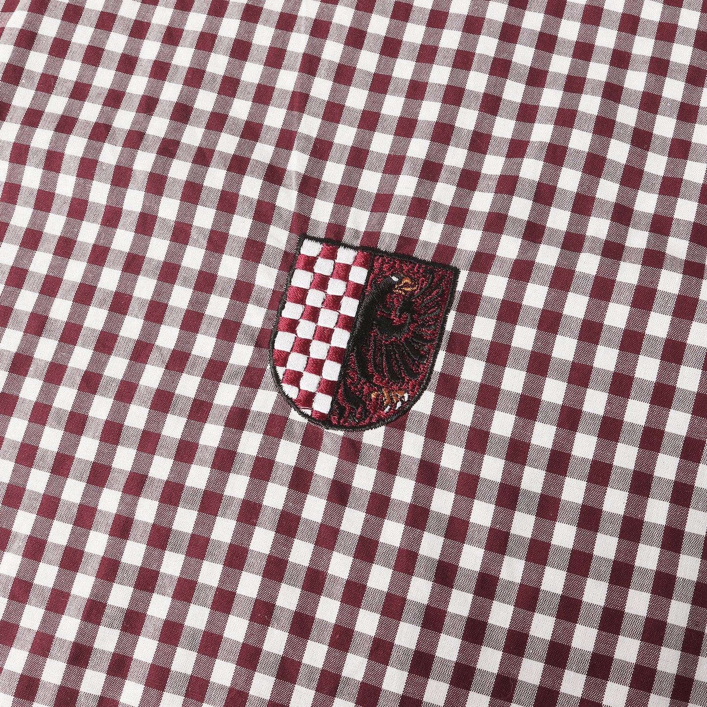 エンブレム刺繍 ギンガムチェック ボタンダウン 半袖シャツ(PLAIN S/S)