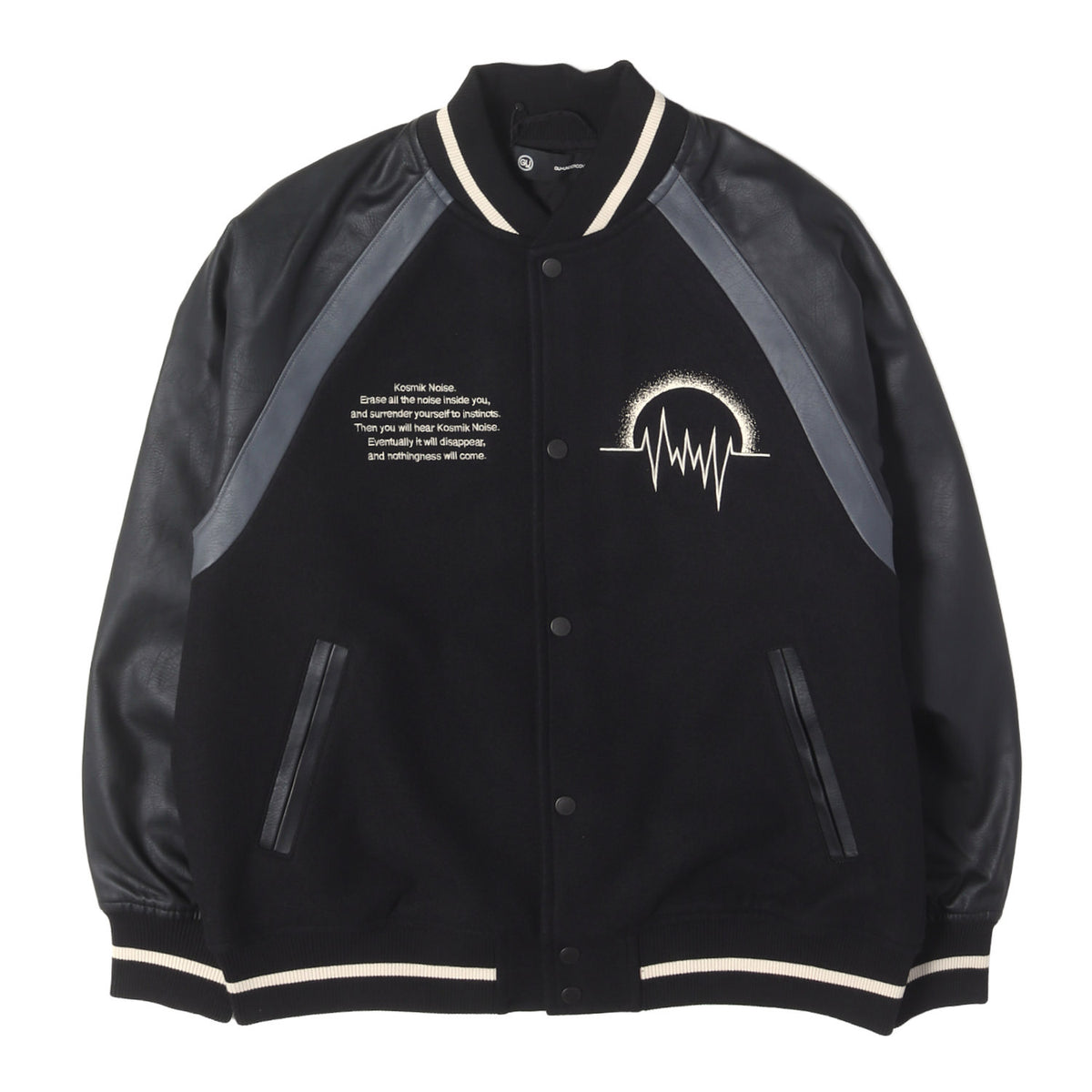 24AW ×GU 袖フェイクレザー メルトン スタジャン