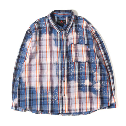 24SS ×Awake NY JORDAN ブリーチ加工 ヘビー チェックネルシャツ(M J AWNY FLANNEL)
