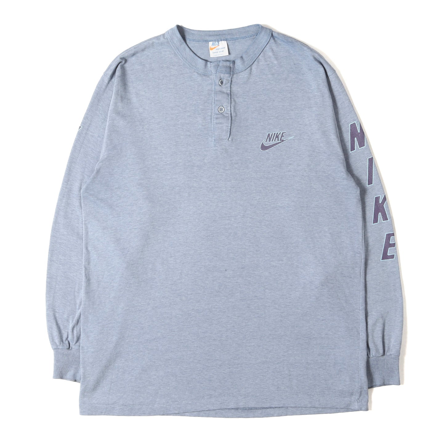 [希少 オレンジタグ] 70s 袖デカロゴ ヘンリーネック ロングスリーブ Tシャツ USA製